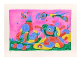 une image représentant un tableau où figurent un chien et un chat sur un fond rose