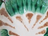 a green and white plate with a cat on it