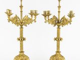 pair of antique brass candelabs