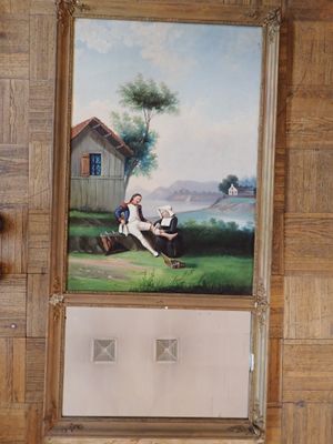 Trumeau comprenant sur la partie haute, "Soldat se faisant p…