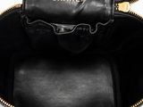 a chanel black leather handbag with gold hardware
