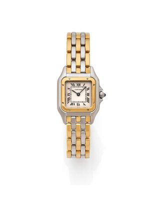 Montre-bracelet Cartier pour femme, à quartz, bicolore, en acier inoxydable et or