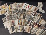 a lot of old stamps on the table together