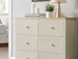 Commode Songmics à 6 tiroirs, finition blanche et grise
