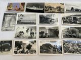 plusieurs vieilles photographies en noir et blanc représentant des éléphants et des personnes