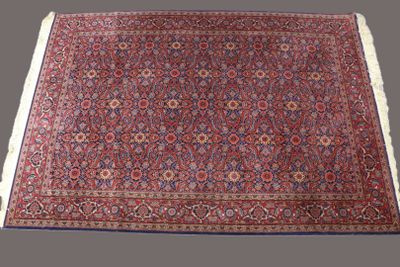 un ancien tapis persan à motifs rouges et bleus