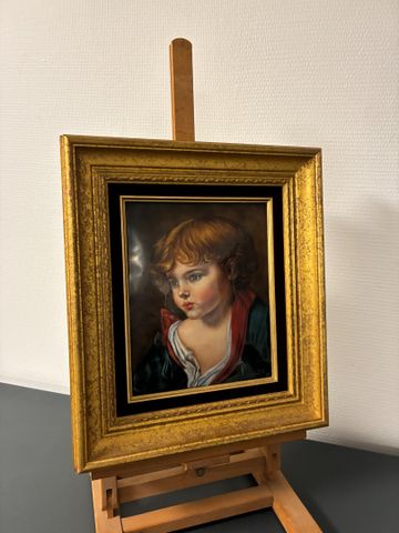 A. SAVY LIMOGES « L’enfant » Émail, signé en bas à droite. 26 X 2...