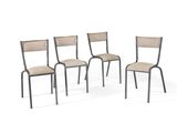 three chairs are shown in a row on a white background