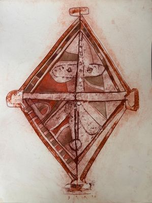 dessin d'un cerf-volant sur une feuille de papier posée sur une table