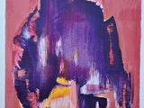une image représentant un éléphant violet sur fond rouge