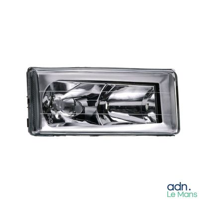 a close up of a car headlight on a white background
