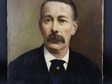 portrait d'un homme en costume-cravate, portant une moustache