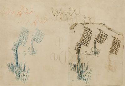 une image représentant un dessin d'un cheval et d'une vache sur une feuille de papier