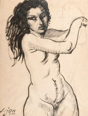 une image représentant le dessin d'une femme tenant une raquette de tennis
