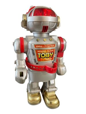 Robot Toby walking talking en plastique gris H : 40 cm (manq…