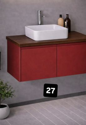 Ensemble meuble de salle de bain 100 cm OSKAB – Ipo Rouge av…