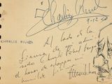 a handwritten note with a drawing of a man on a horse