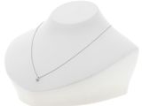 silver necklace with a diamond on a white mannequin