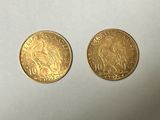two gold sovereigns, one of which is a sovereign and the other of which is a sovereign