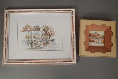 une photo d'une photo d'un tableau et une photo d'une photo d'une maison