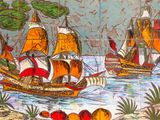 trois bateaux qui naviguent ensemble sur l'eau