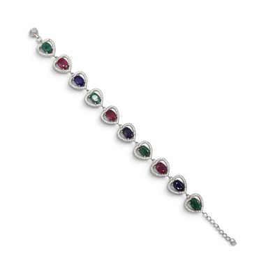 un gros plan d'un bracelet orné de pierres multicolores