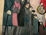 a painting of a man in a red coat and a crowd of people