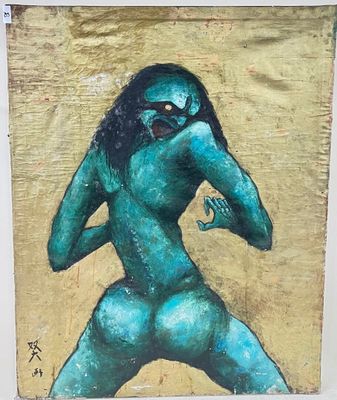 Le démon. Huile sur toile. Signée en bas à gauche.