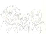 dessin représentant un groupe de personnages d'anime alignés