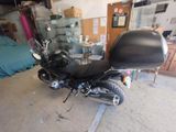 a motorcycle that is parked in a garage