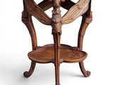 an image of a wooden table with a shelf underneath it