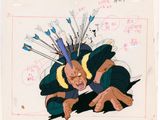 an image of a drawing of a man with arrows in his hair