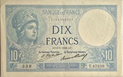 10 francs Minerve 09/1/1928 , SPL