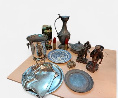 Carton cpt aiguière en étain, sceau à champagne en inox, "le… - Photo 1