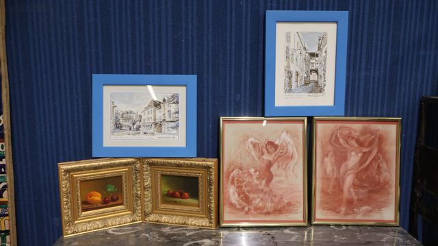 Lot de deux aquarelles de Michel SOMBART (Montluçon), deux huiles...