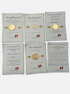 Lot de 4 pièces commémoratives en métal doré de la Compagnie…