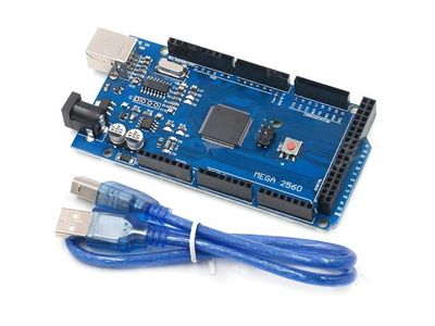 a blue cable connected to a blue board with a usb cable