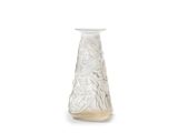 a white vase with a design on it on a white background