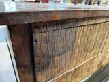 a close up of a wooden counter top with a wooden top