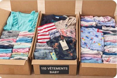 Lot de 110 pièces de vêtements neufs pour baby mélange de  genre et de - Photo 1