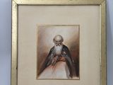 painting of an old man with a white beard and a bird perched on his arm