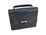 crocodile skin briefcase bag with gold hardware