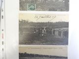 several old photos of people in a field with horses and cows