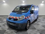 a picture of a blue van parked in a garage