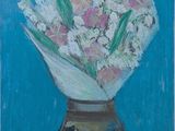 une peinture de fleurs dans un vase sur une table