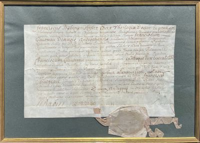 DIPLOME sur vélin de François GAUTREAU docteur en Théologie,…