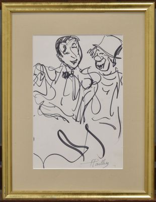 dessin représentant un homme et une femme portant un haut-de-forme et une tenue de cérémonie