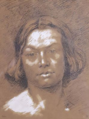 Jean BIDON (XIXe-XXe) Portrait ; 1898