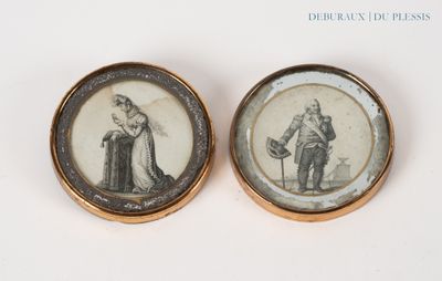 paire de miniatures françaises du XIXe siècle représentant un homme et une femme