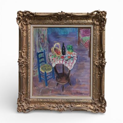 Charles CAMOIN (1879-1965) Nature morte à la chaise bleue da…